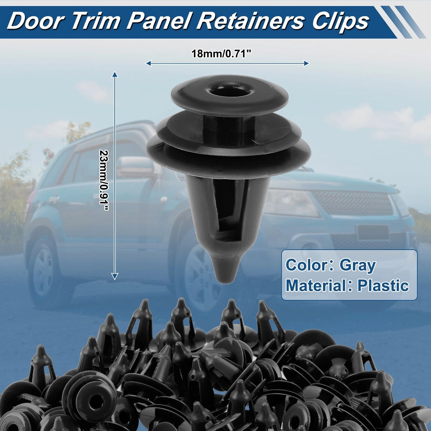 Set of 50 Door Trim Clips for Lexus ES300 (1992–2001) No. 6777112040 Plastic Gray