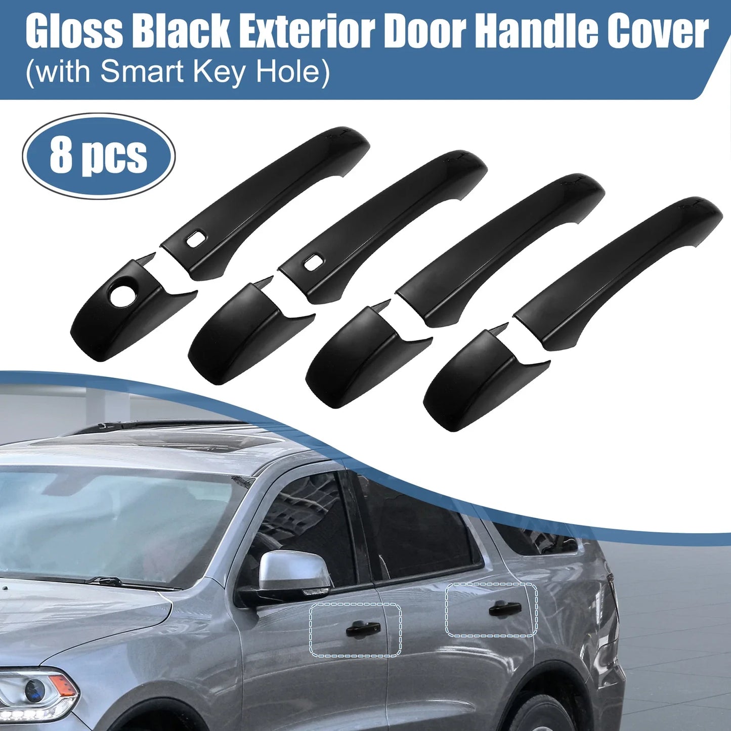 8pcs Exterior Side Door Handle Cover Trim for Dodge Durango (2011-2021)