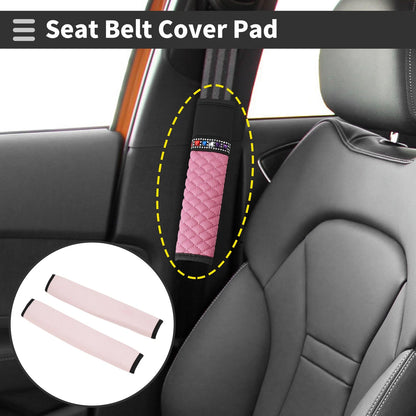 Set of 2 Pink Suede Seat Belt Cover Pads for Universal Fit (30cm)