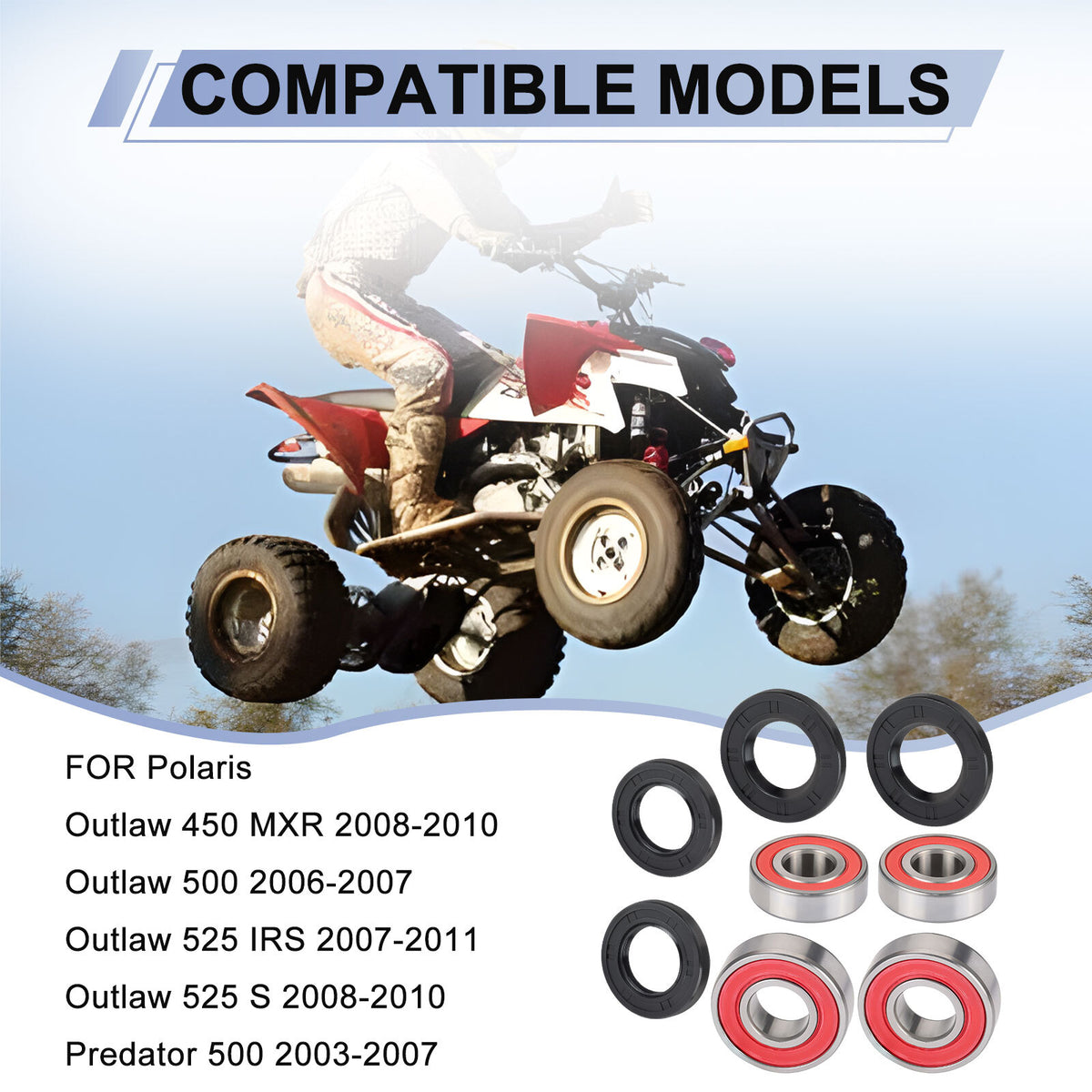 Front Wheel Bearings & Seals Kit for Polaris Outlaw 500 (2006–2007)
