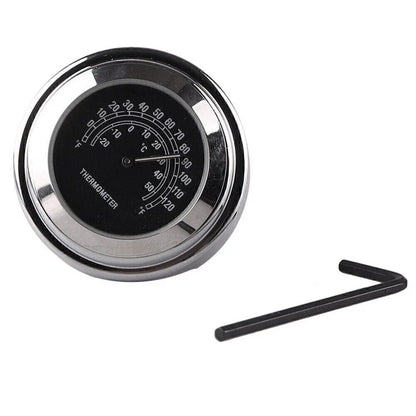 7/8" Handlebar Temp Black Dial Clock Thermometer for Bike Motorcycle