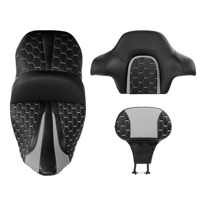 Seat Backrest Driver & Passenger Black Grey for Harley Road Glide (2014-2023)