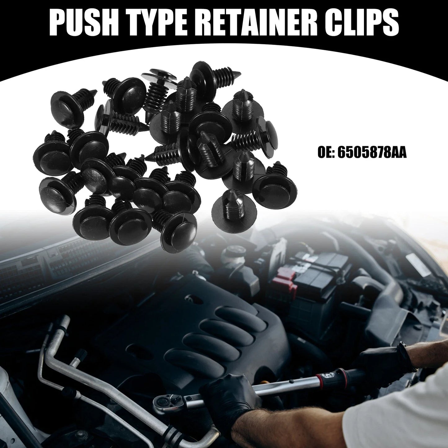 25 x Car Door Panel Clips for Dodge Ram 1500 (2001) - No.6505878AA, Black