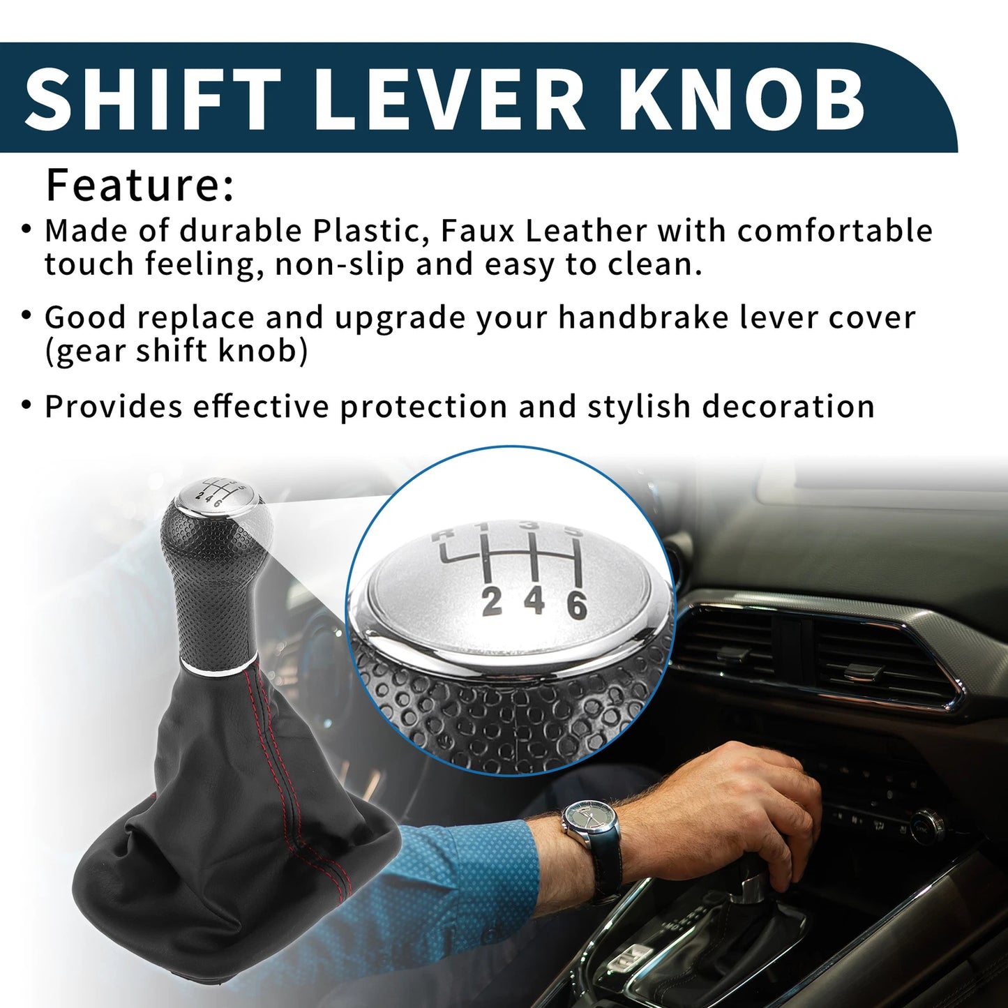 6 Speed Gear Shifter Knob with Cover No. 1J0711113C for Volkswagen Golf