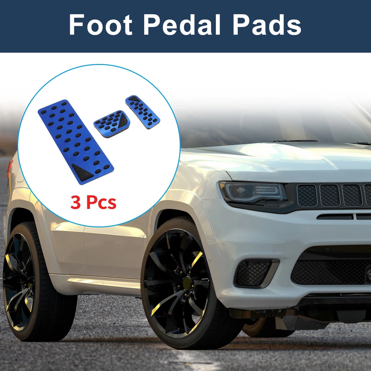 3 Pcs Automatic Foot Accelerator Pedal Covers for Jeep Grand Cherokee (2023) Blue