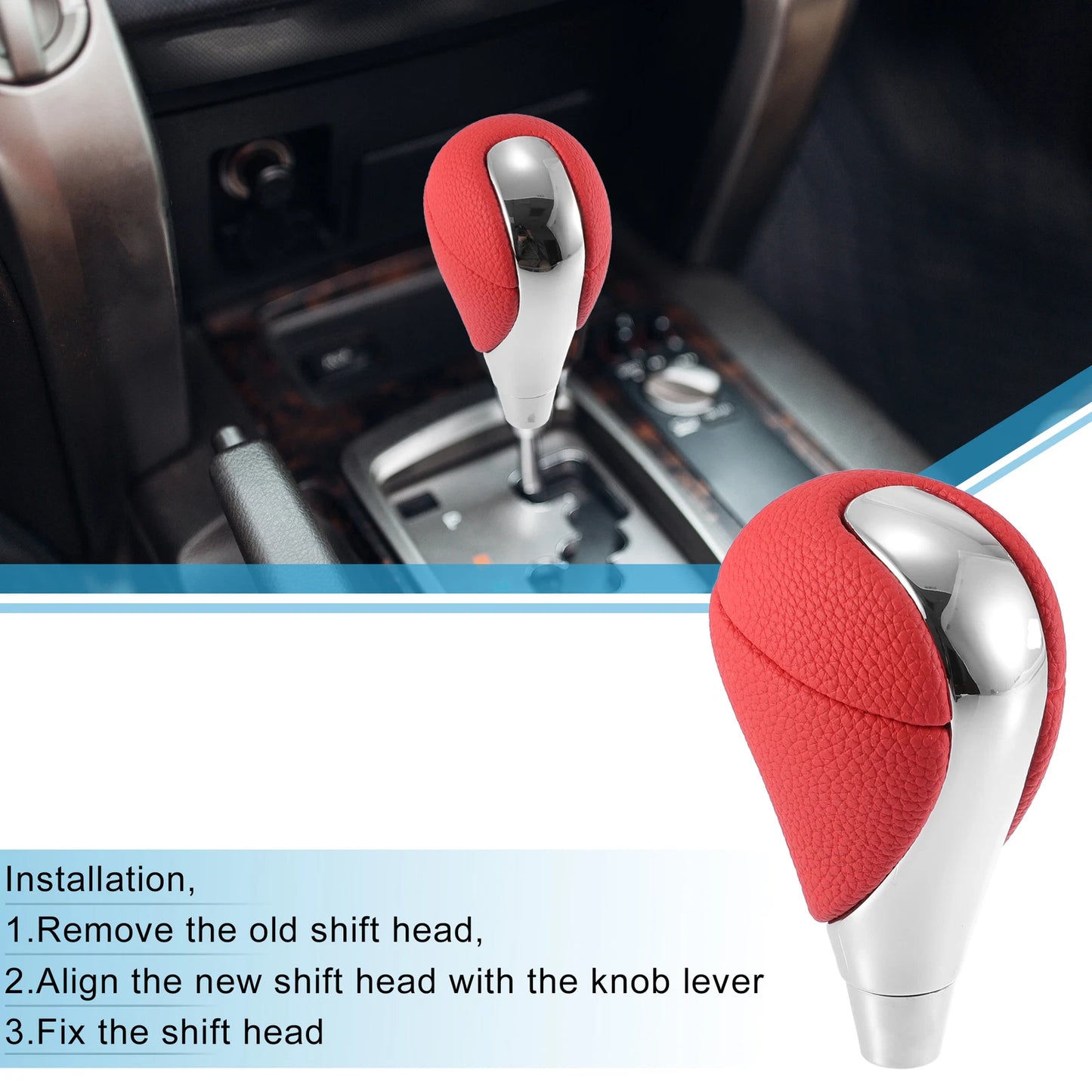 Gear Shift Knob for Lexus Toyota (Red Silver Tone)