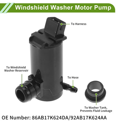 Windshield Washer Pump w/Grommet for Ford (No. 86AB17K624DA)