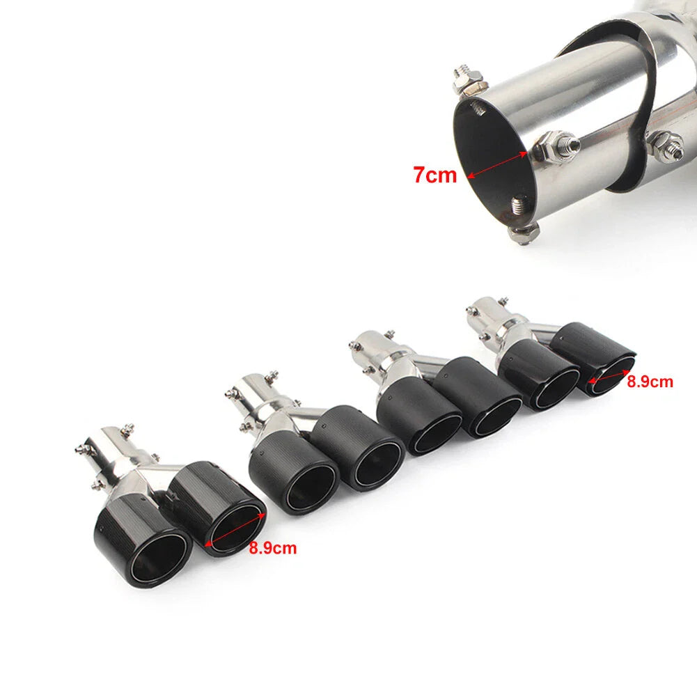 Stainless Steel Carbon Muffler Tip 89mm Outlet for Universal Car Exhaust