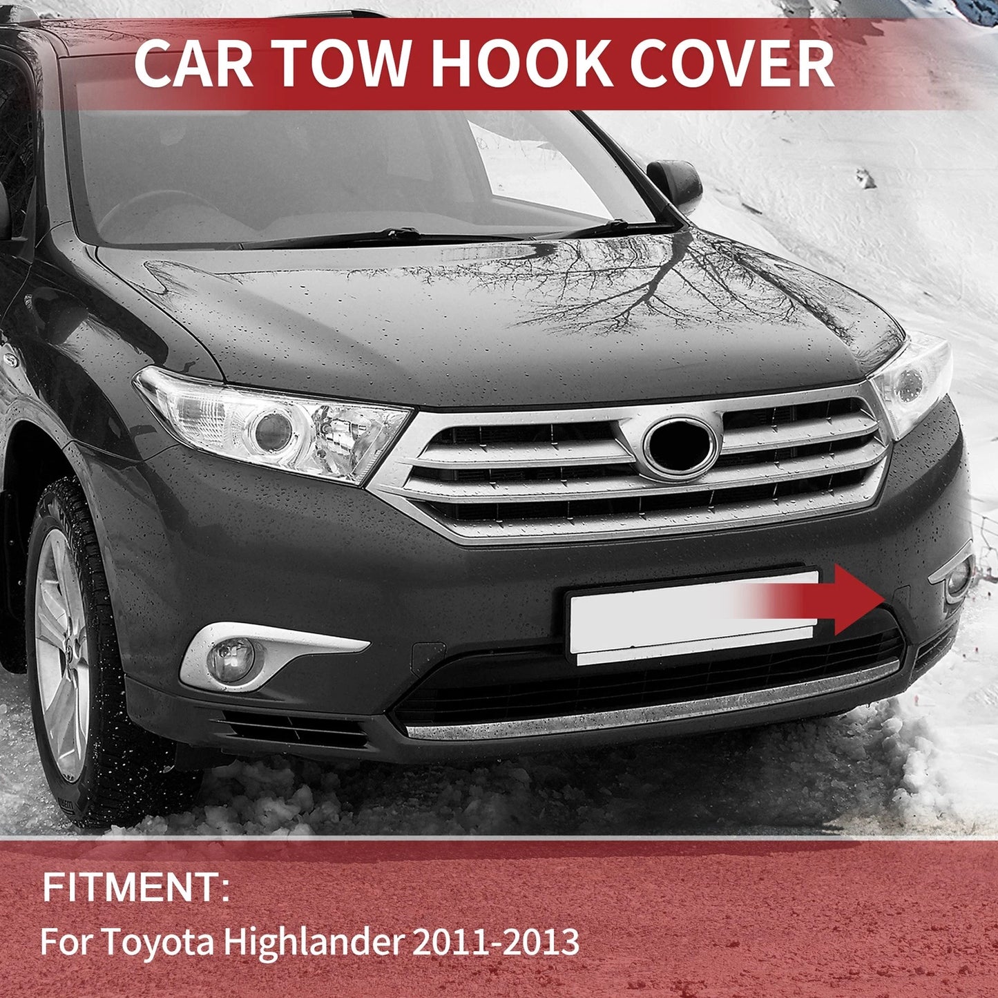 Tow Hook Cover Cap for Toyota Highlander (2001–2023) No. 521280E070 Black