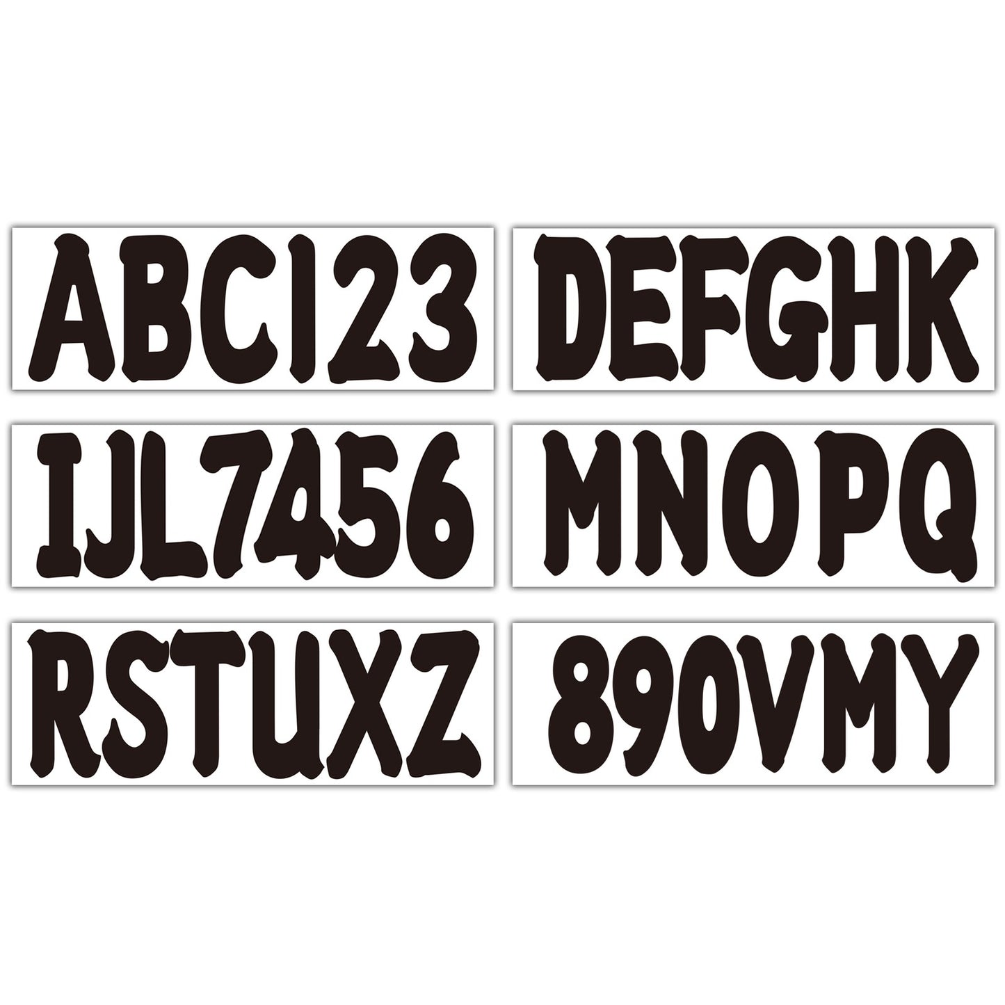 Set of 4 Black Boat Registration Numbers & Letters 3" Decal Stickers