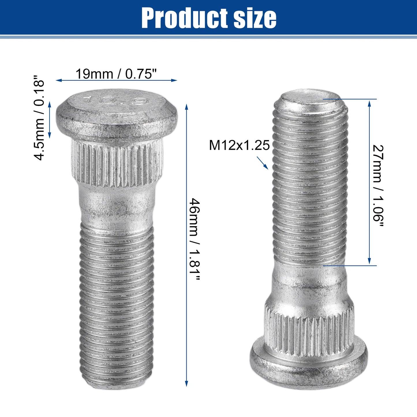10pcs M12x1.25 Wheel Lug Studs for Infiniti EX35 FX35 (2008–2013) No. 4322270T00