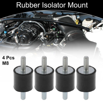 Set of 4 M8 Rubber Metal Vibration Isolator Mounts for Shock Absorber
