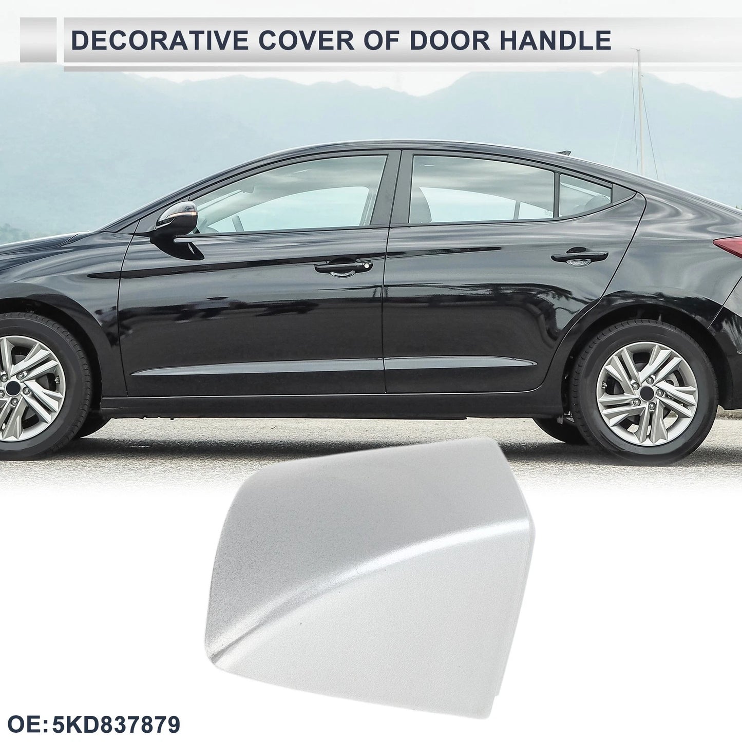 Front Left Door Handle Lock Cylinder Cover for VW (5KD837879) Silver ABS