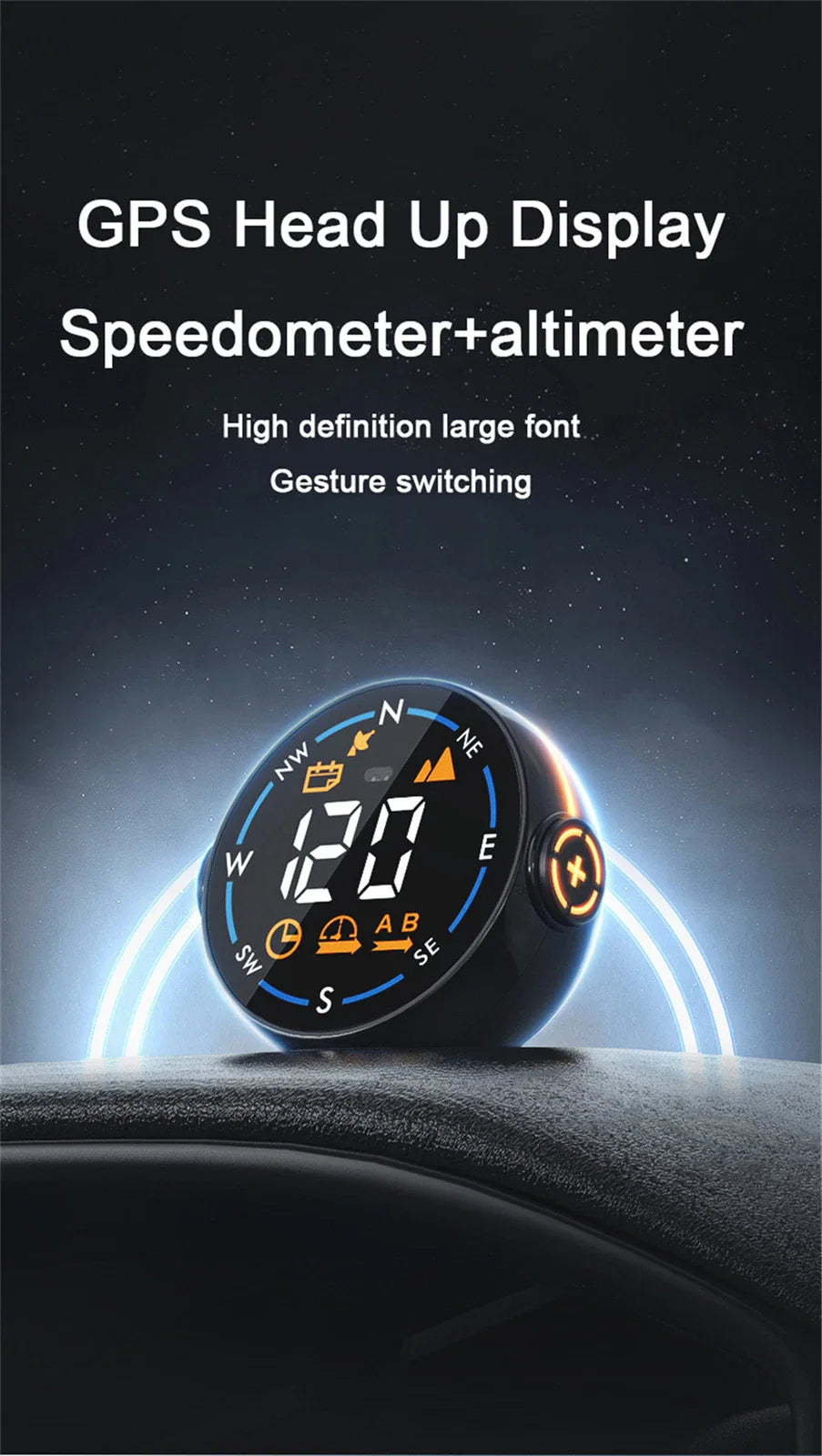 Universal USB Car Dash HUD Speedometer Display Alarm MPH KMH