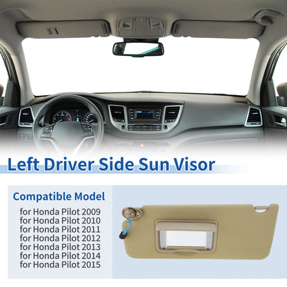 Left Side Sun Visor for Honda Pilot (2009–2015) No. 83280-SZA-A01ZC Beige