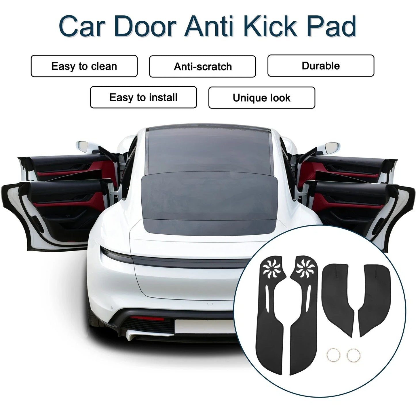 Car Door Anti Kick Pad Sticker Protector for Honda Civic (2012) - Black Set
