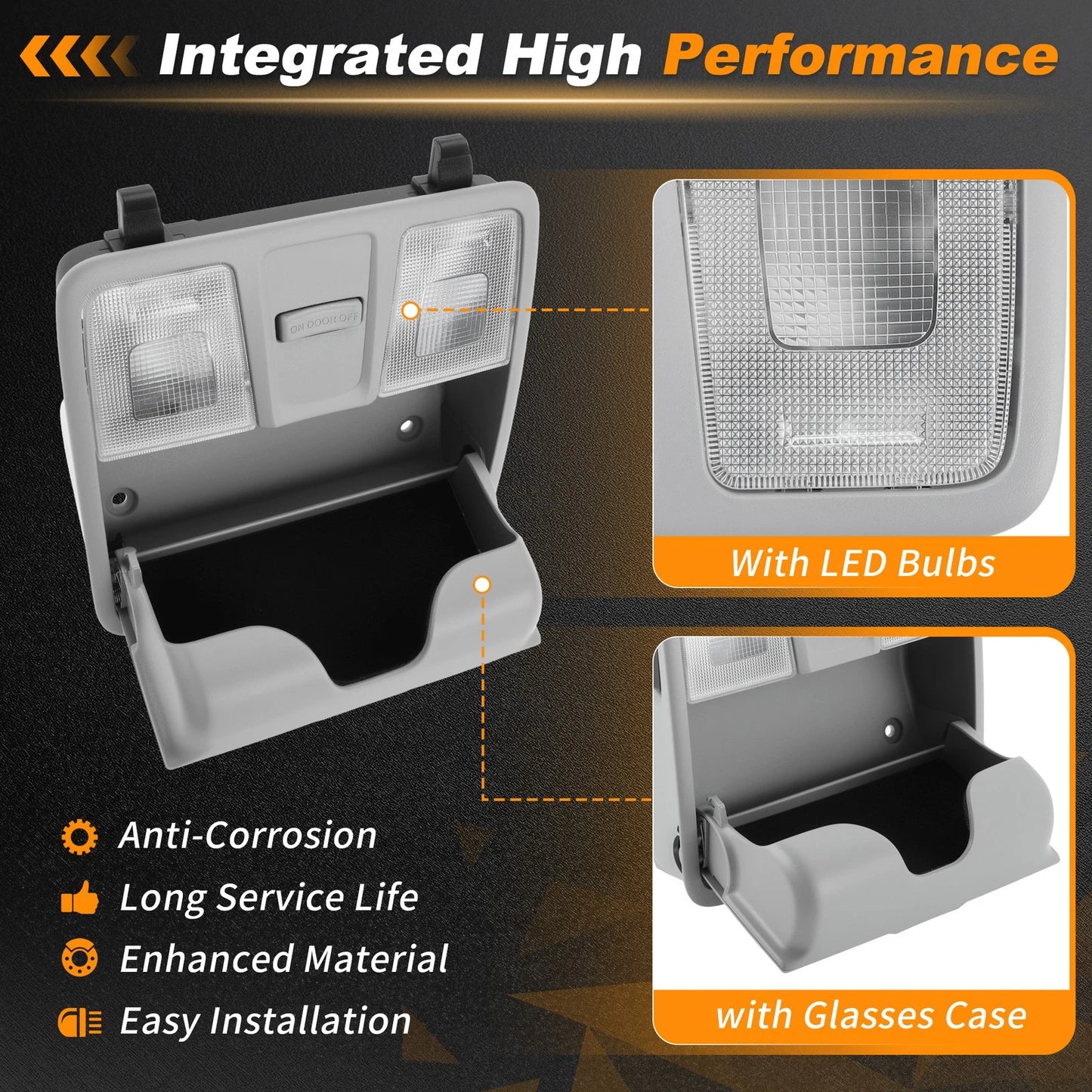 Dome Light Overhead Console Assembly for Hyundai Elantra (2013–2016) Gray