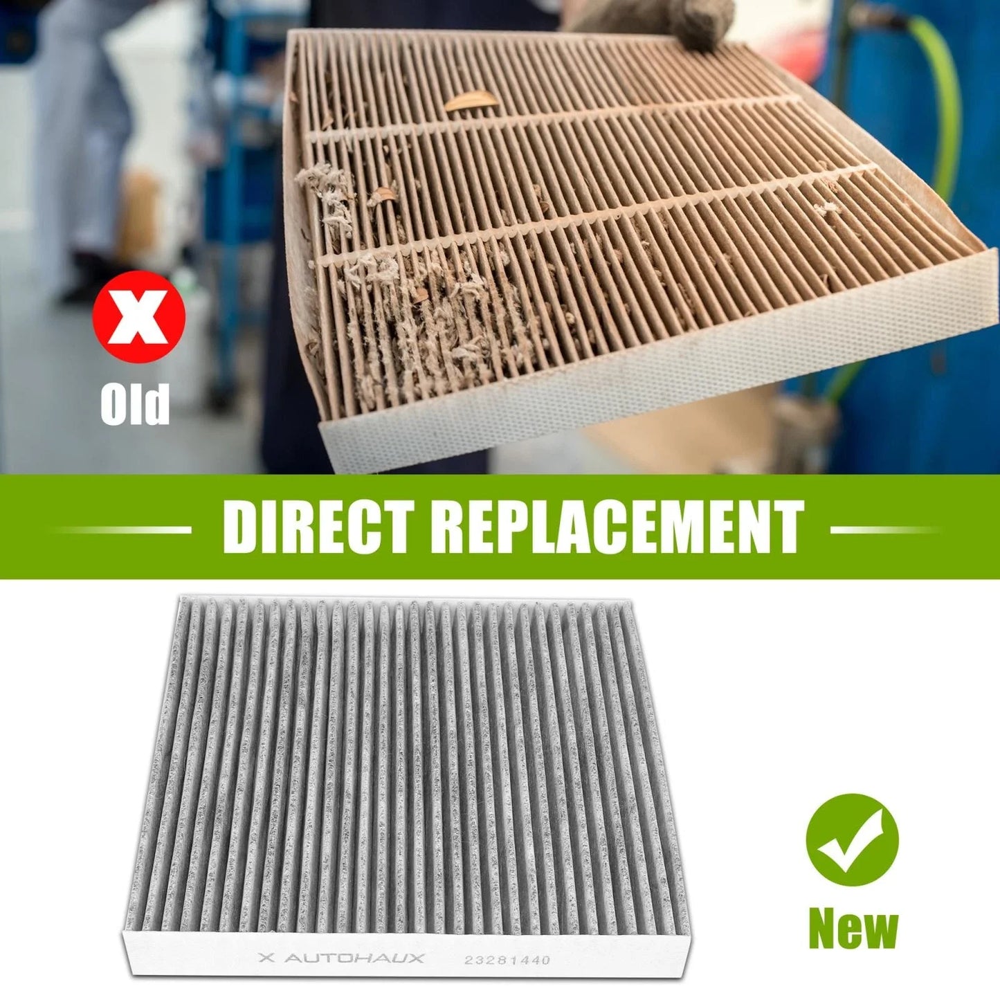 Cabin Air Filter Gray for Cadillac Chevrolet 23281440 Replacement (2010-2015)