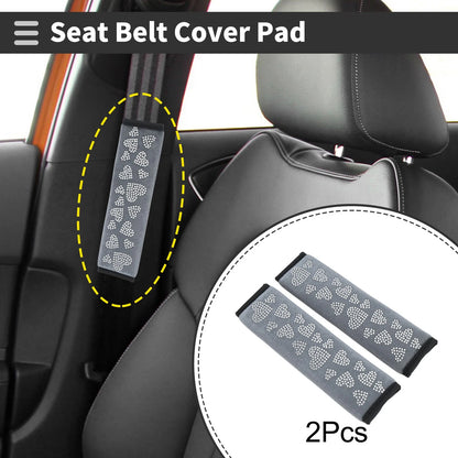 Set of 2 Gray Seat Belt Cover Pads for Universal Fit (23cm)