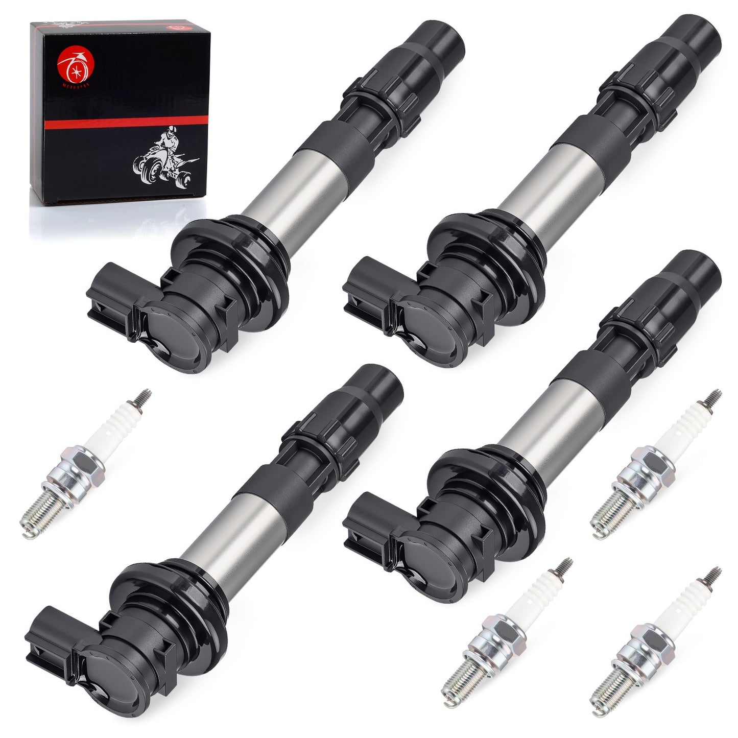 Set of 4 Ignition Coils & Iridium Spark Plugs for Suzuki GSX-R750 (2008–2023)