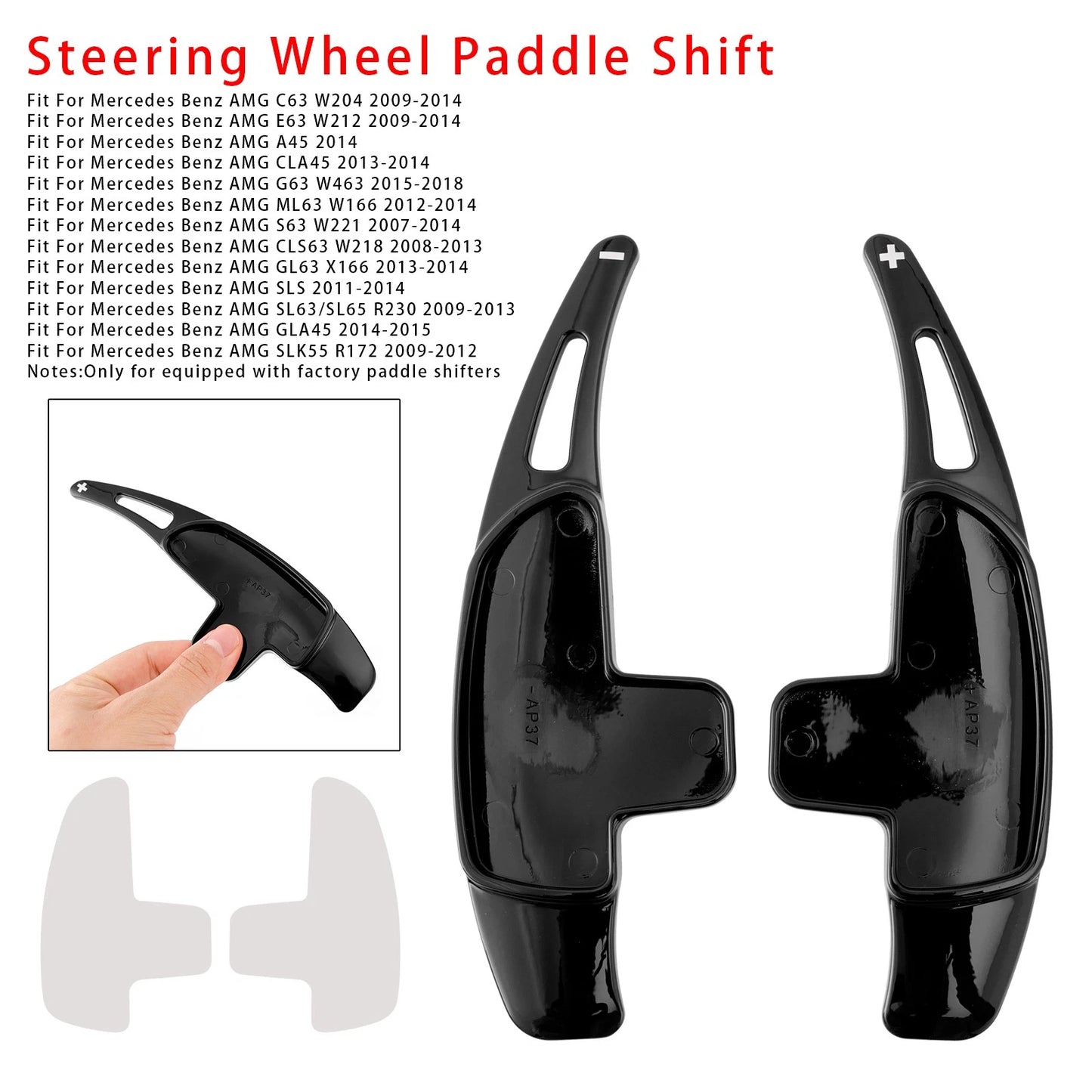 Shift Paddle Extensions for Mercedes Benz AMG C63 (2017–2023) Black