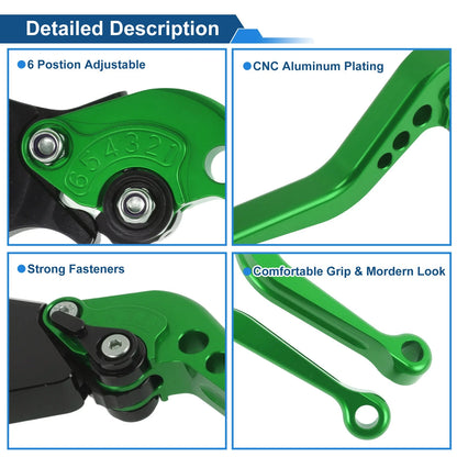 Adjustable Short Brake Clutch Levers for BMW F650GS (2008–2012) Green 1 Pair