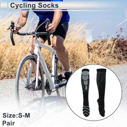 Cycling Socks Anti-Slip Size S-M High-Cut Black Light Gray