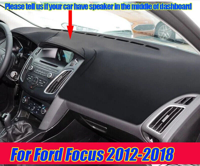 Dashboard Cover Black Leather for Ford Focus (2012–2018)