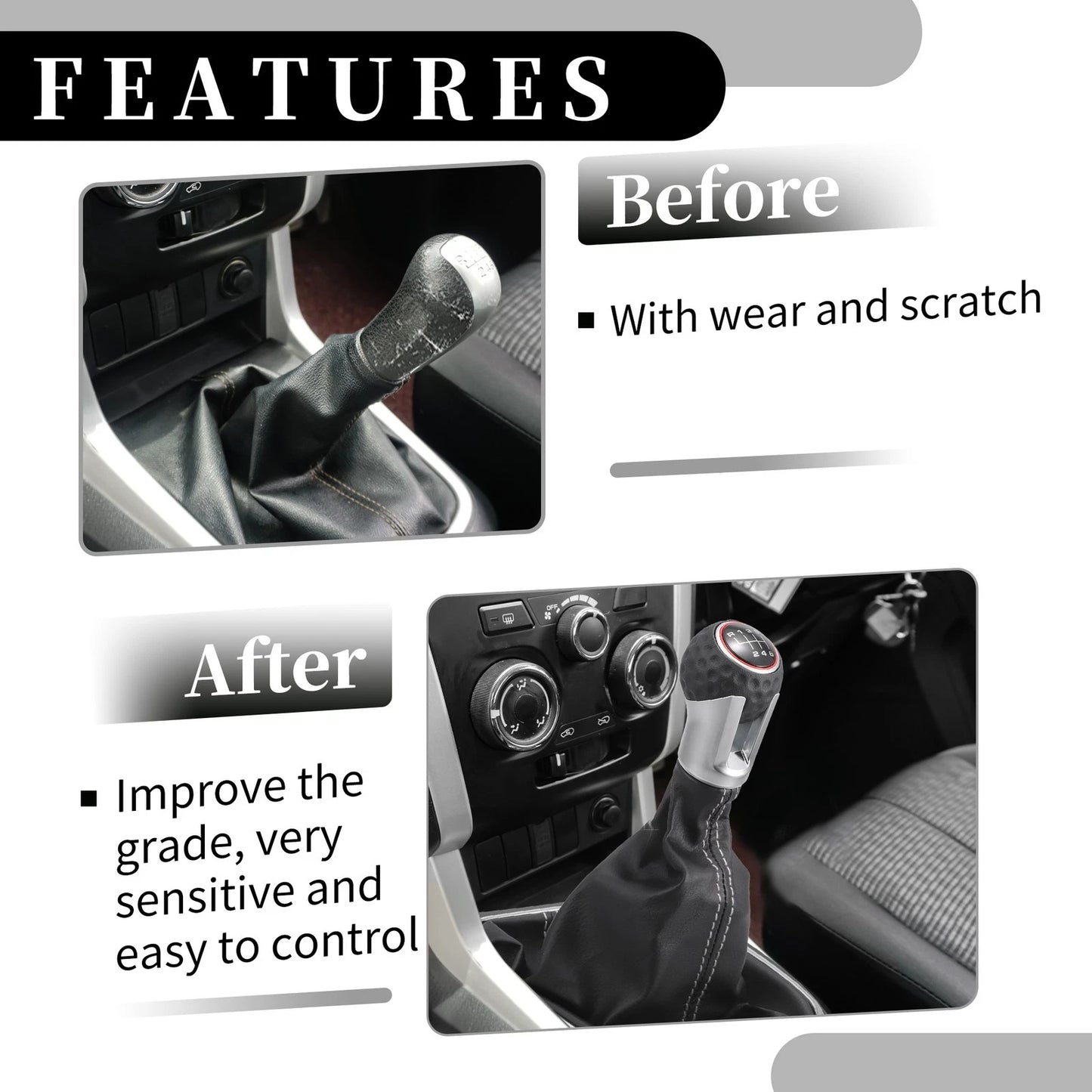 6 Speed Manual Gear Shifter Knob with Cover for VW Golf 5 (2003–2008) Faux Leather