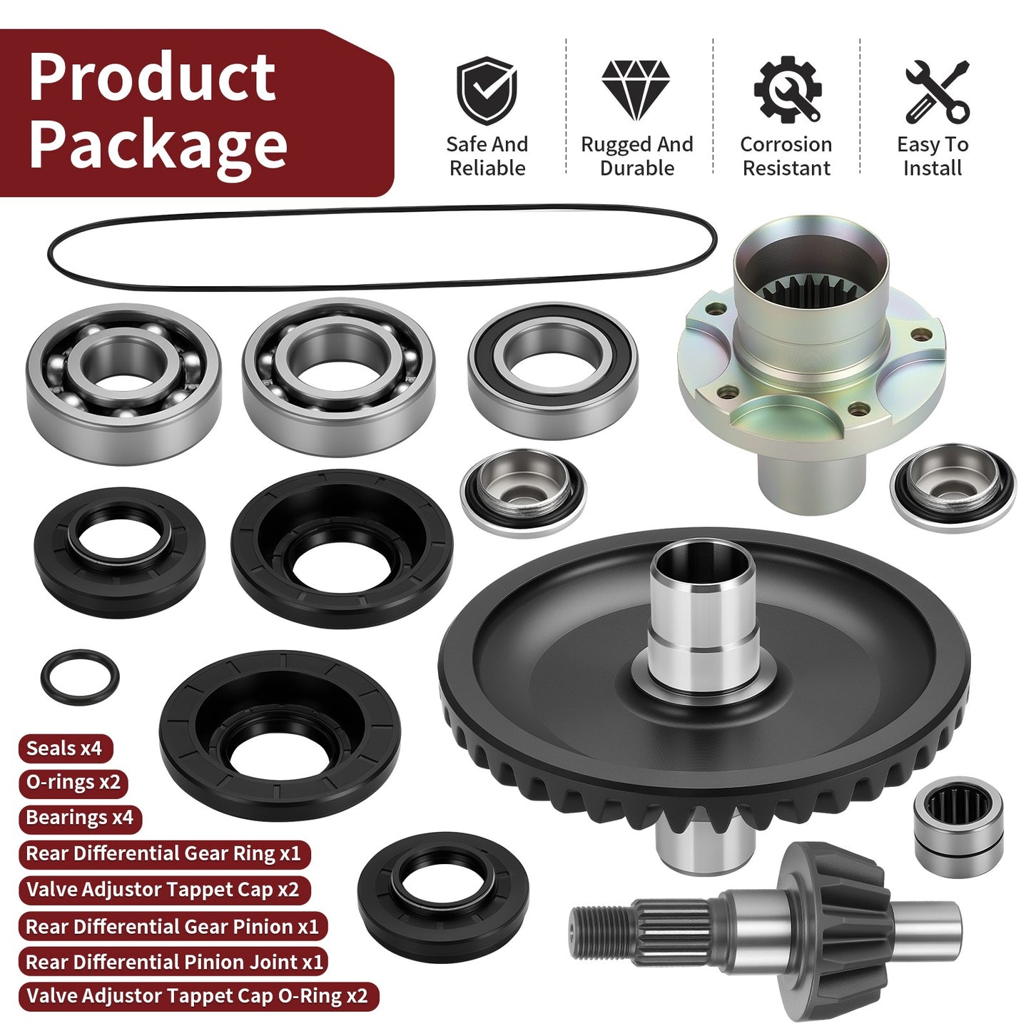 Rear Differential Gear Ring Pinion Joint Kit for Honda Rincon 650 680 (2003–2014)