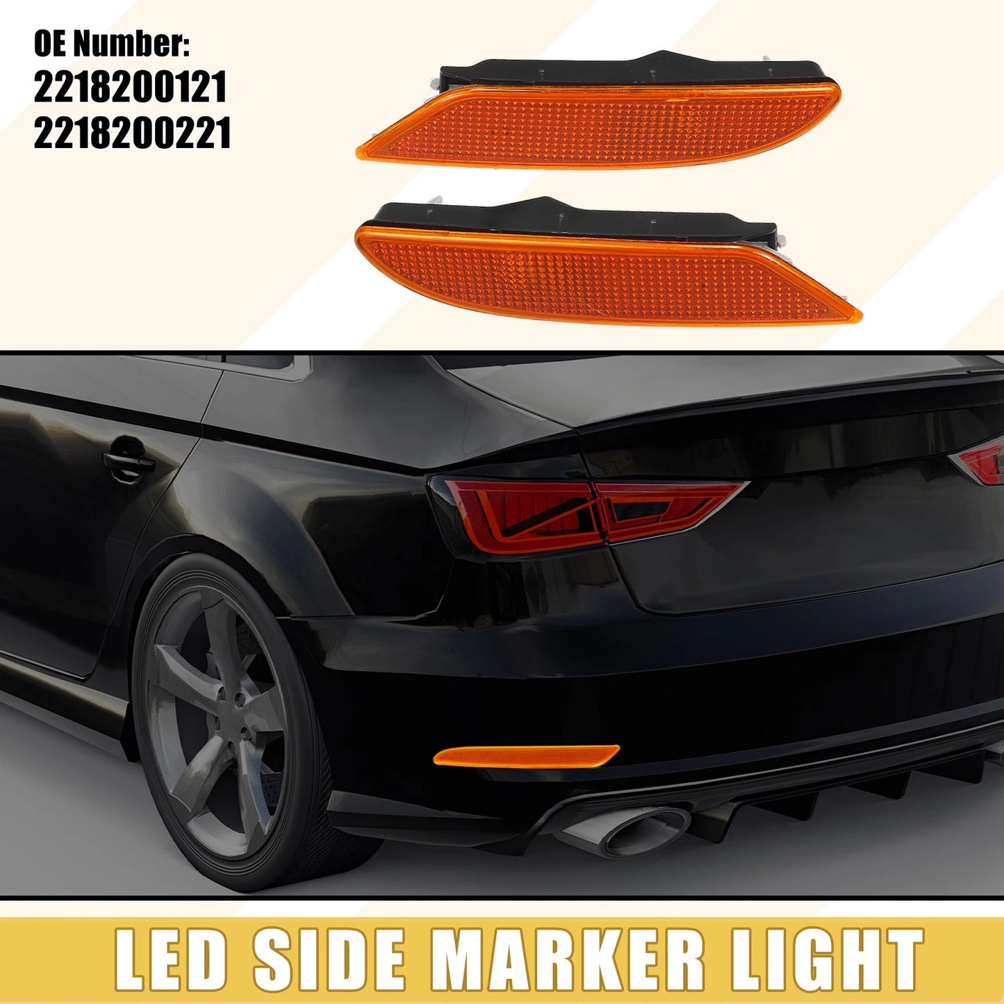LED Bumper Side Marker Light 2218200121 for Mercedes-Benz (1 Pair)