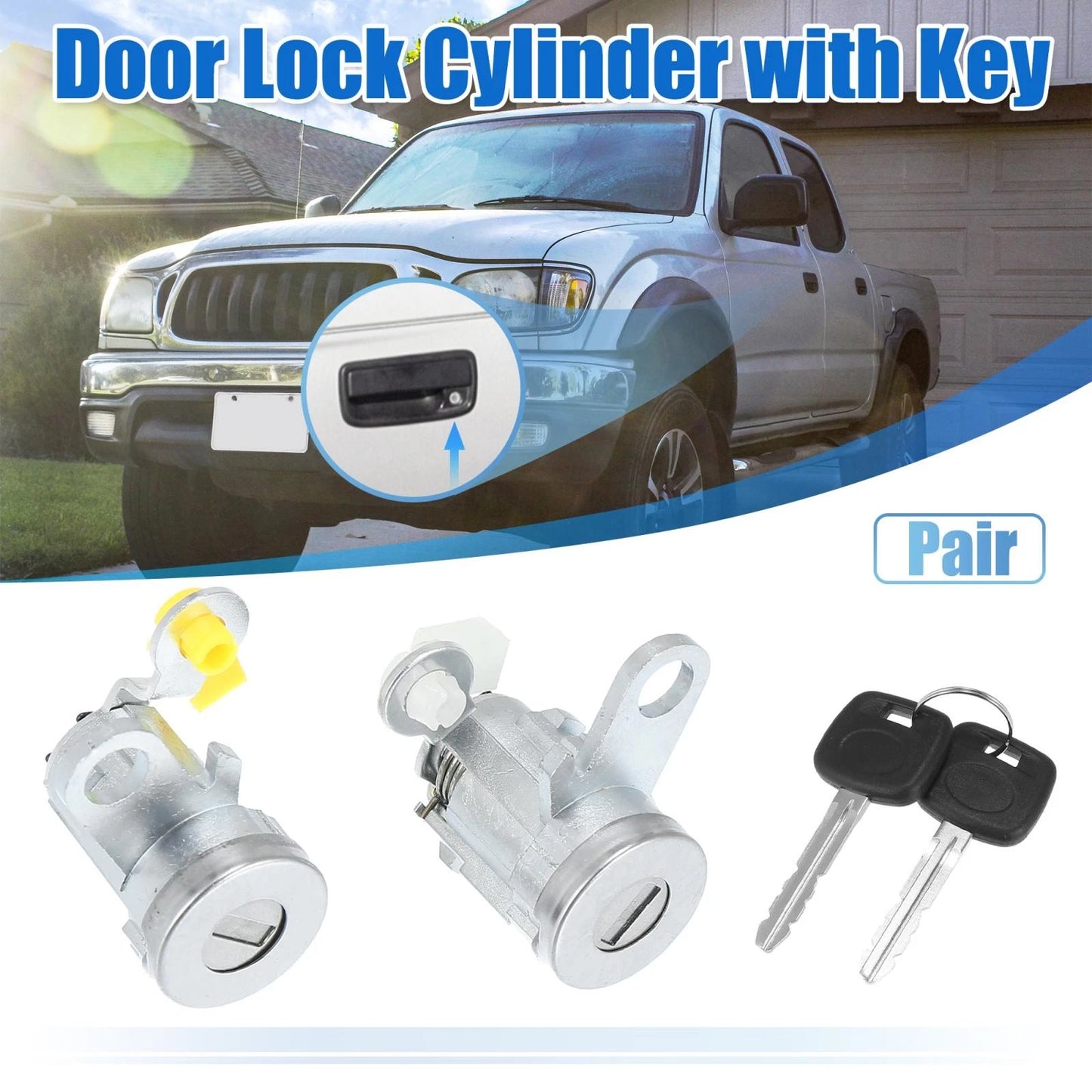 1 Pair Door Lock Cylinder Set w/ 2 Keys for Toyota Tacoma (1995–2004) DL107 DL108R