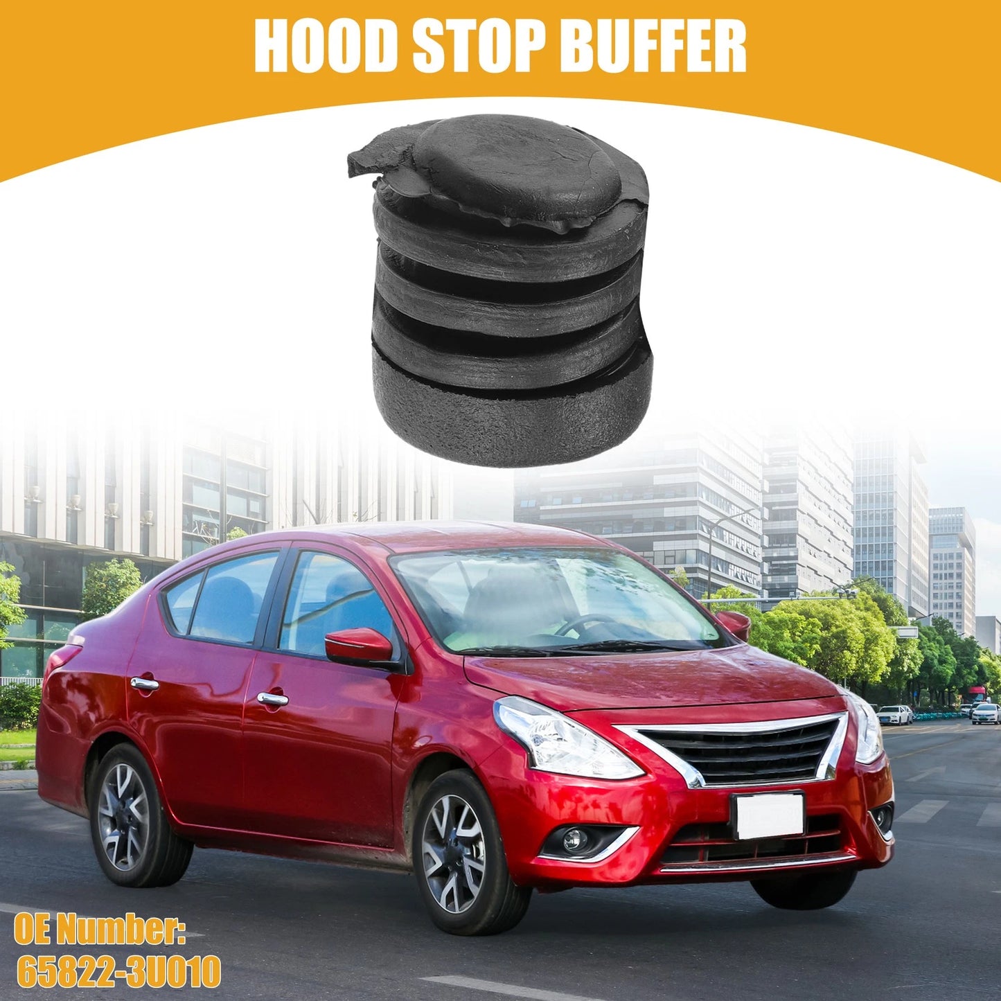 Bumper Hood Stop Buffer No. 65822-3U010 for Nissan Versa (2007–2012) Black
