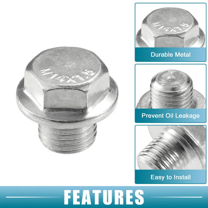 Set of 10 Universal Car Oil Drain Plug with Gasket M14x1.5