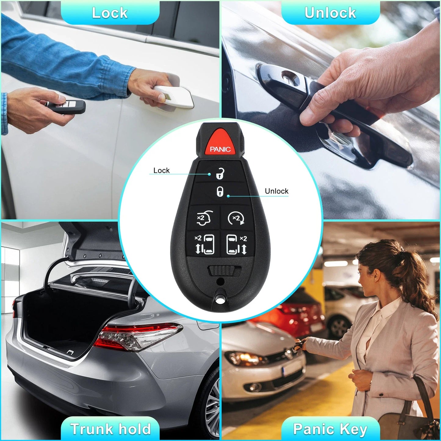 Keyless Entry Remote Key Shell Cover for Dodge Chrysler (No Chip)