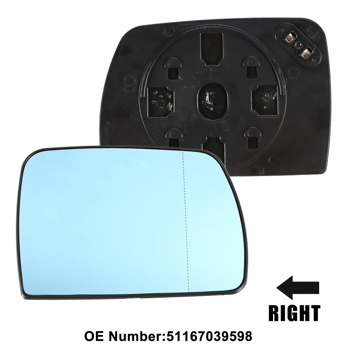 Right Side Mirror Glass for BMW X5 (2000–2006) No. 51167039598