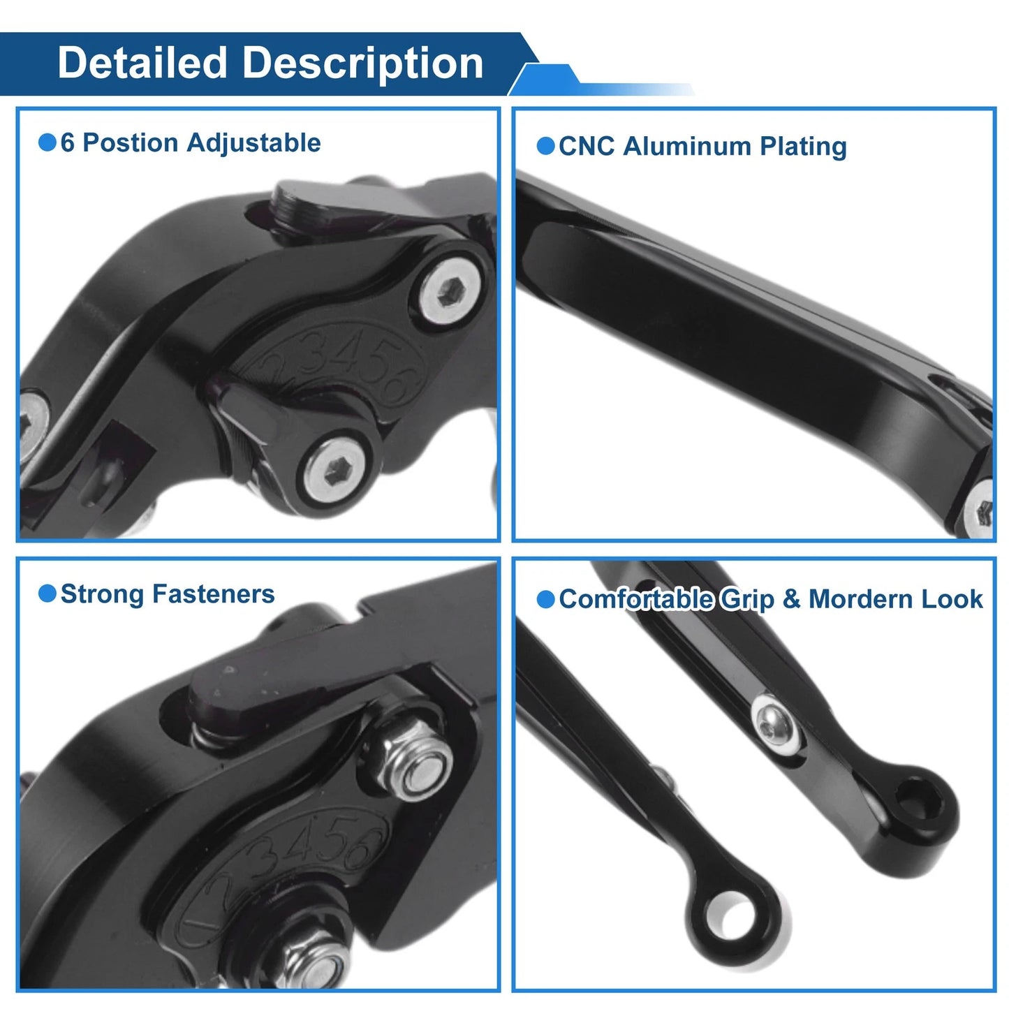 Adjustable Brake Clutch Levers for Yamaha YZF R1 (2009–2014) Solid Black