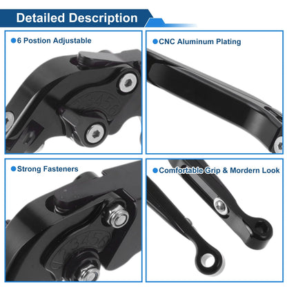 Adjustable Brake Clutch Levers for Yamaha YZF R1 (2009–2014) Solid Black