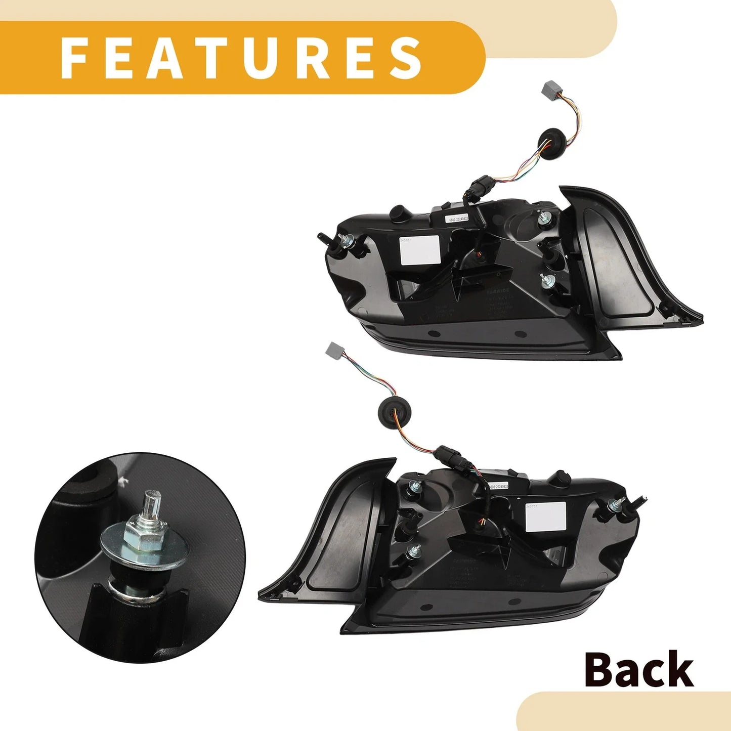 OLED Tail Lights Assembly for Ford Mustang 2015-2016 - Black 2 x Lights