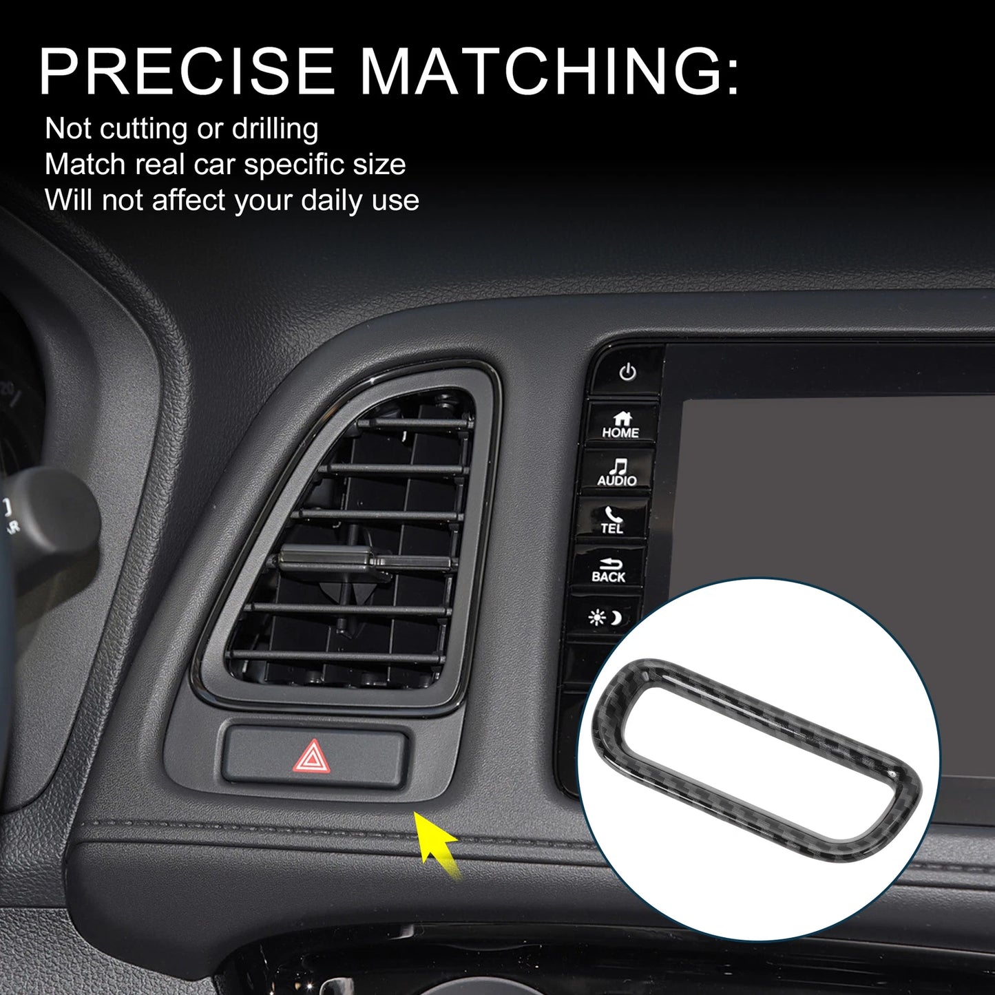 Warning Lamp Button Cover for Honda Vezel RV3/RV4/RV5/RV6 (1Pc, Carbon Fiber Black)