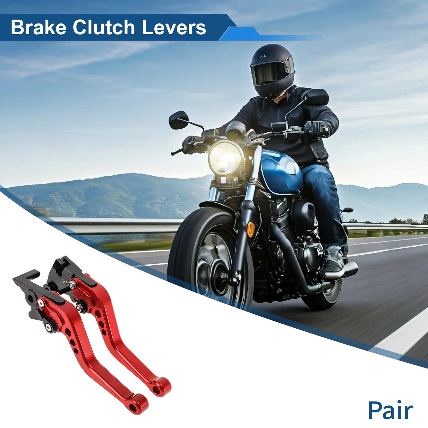 6-Speed Adjustable Brake Clutch Levers for Kawasaki EX250 (2008–2012) Red