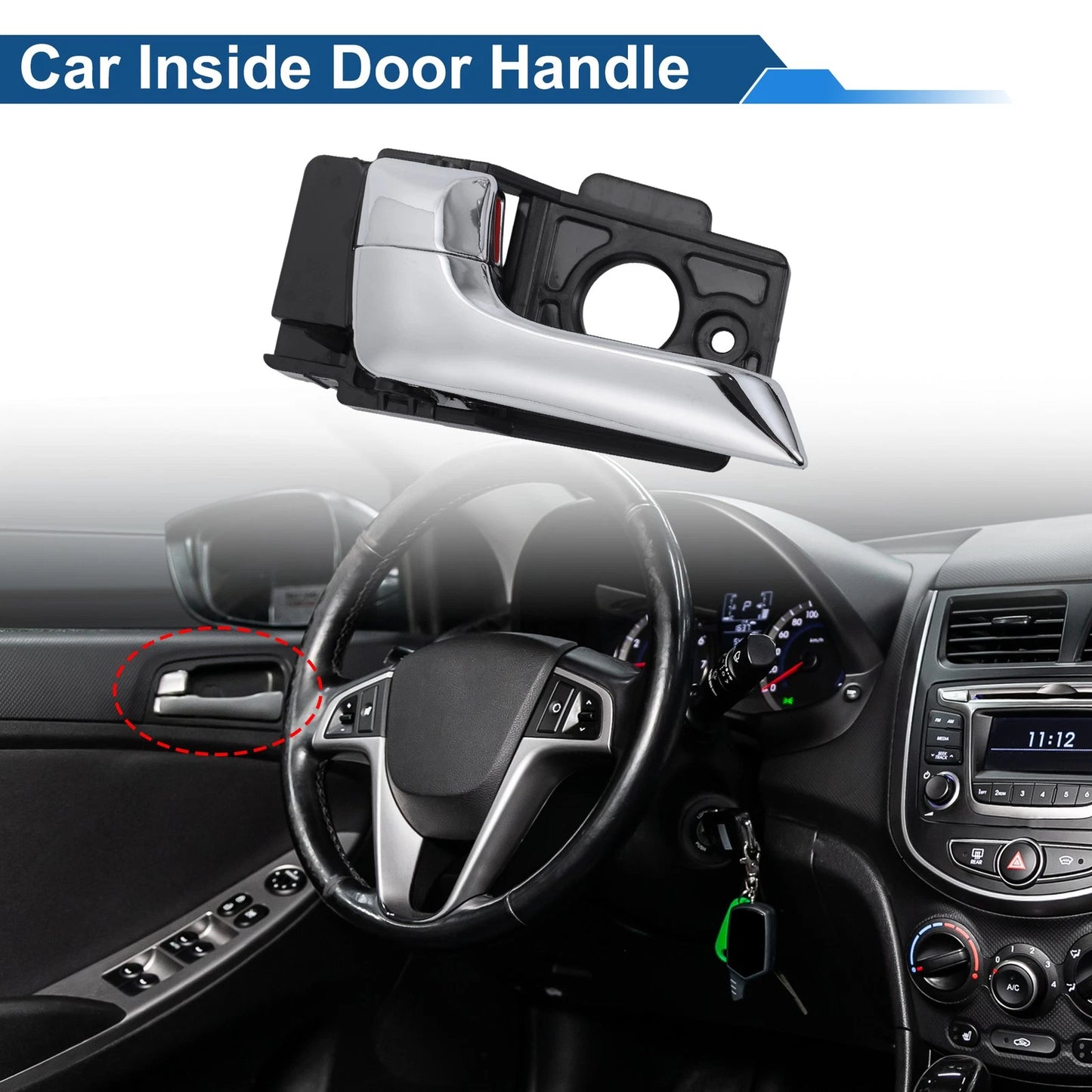 Rear Left Passenger Side Interior Door Handle for Kia K2 (2013–2015) No. 836104X000