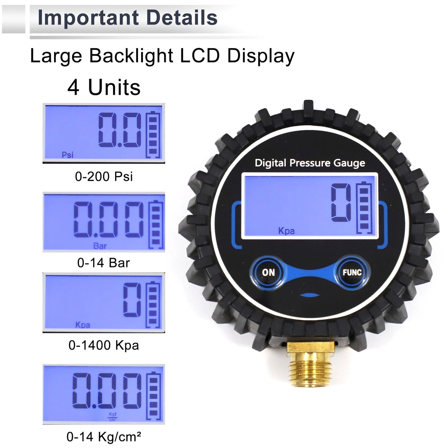 Tire Pressure Gauge 200PSI with LED Light for Universal Fit (2000–2023)
