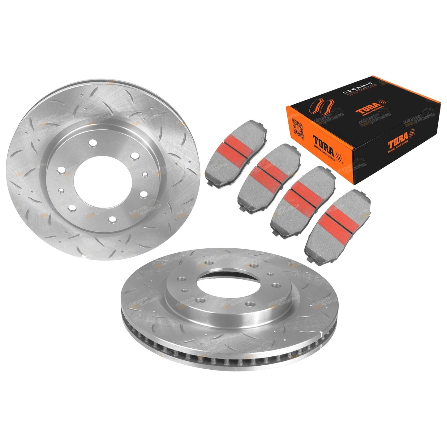 Front Slotted & Dimpled Disc Brake Rotors and Pads for Pajero Sport (2015–2017)