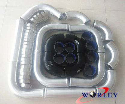 Universal 300x600x70mm Intercooler & 3" Aluminum Piping Hose Kit