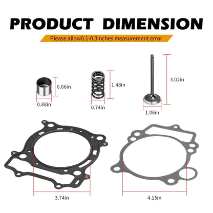 Intake Valve & Seals Collets Springs Gasket for Yamaha YFZ450 (2004–2009)
