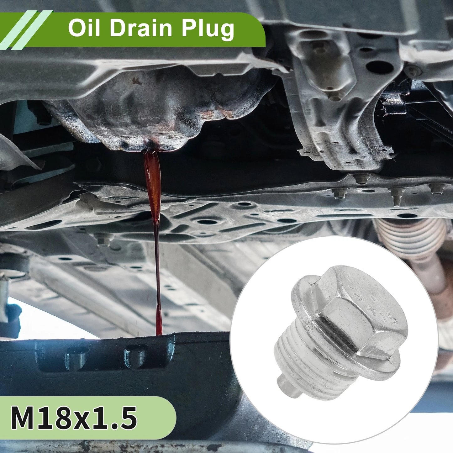 Set of 2 M18x1.5 Aluminum Oil Drain Plug with Gasket for Car