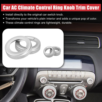 4 x Silver Tone Aluminum Alloy Center Control Ring Knob Covers for Chevrolet