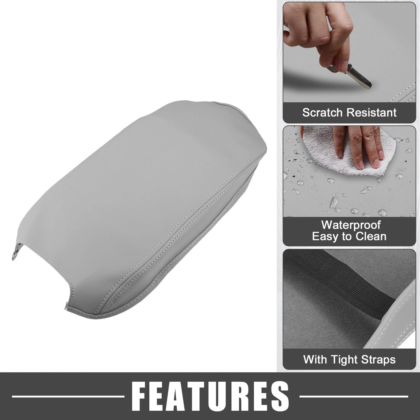 Center Console Armrest Cover Pad for Toyota Camry Hybrid (2012–2017) Gray