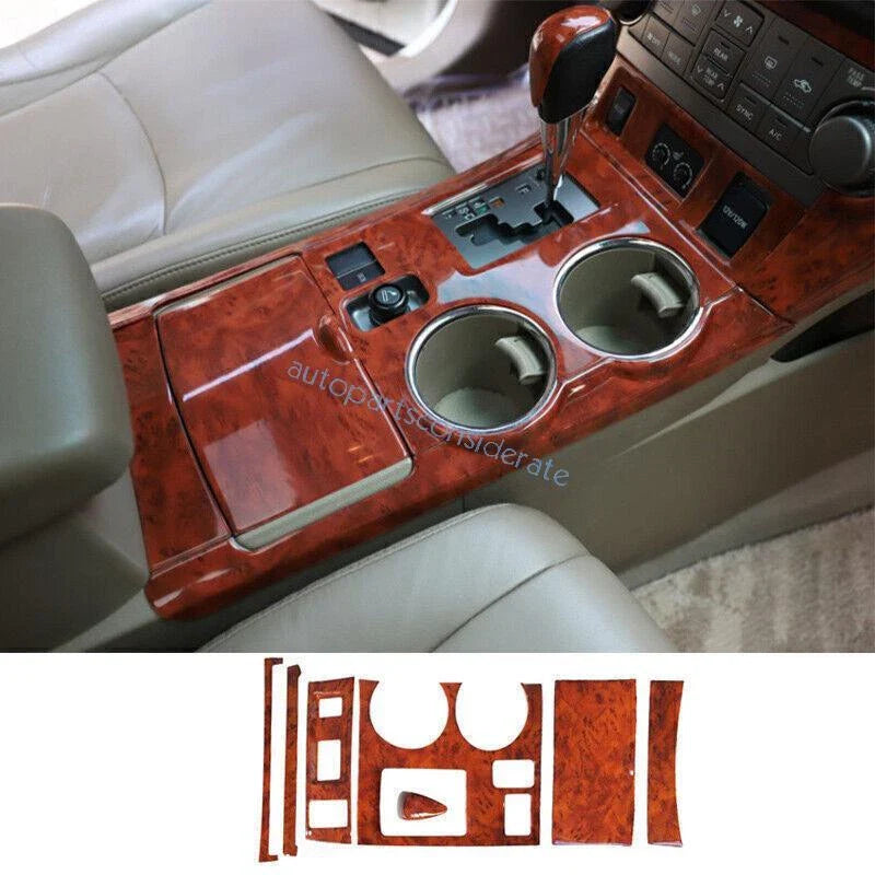 Console Gear Shift Panel Brown Woodgrain for Toyota Highlander (2008–2013)